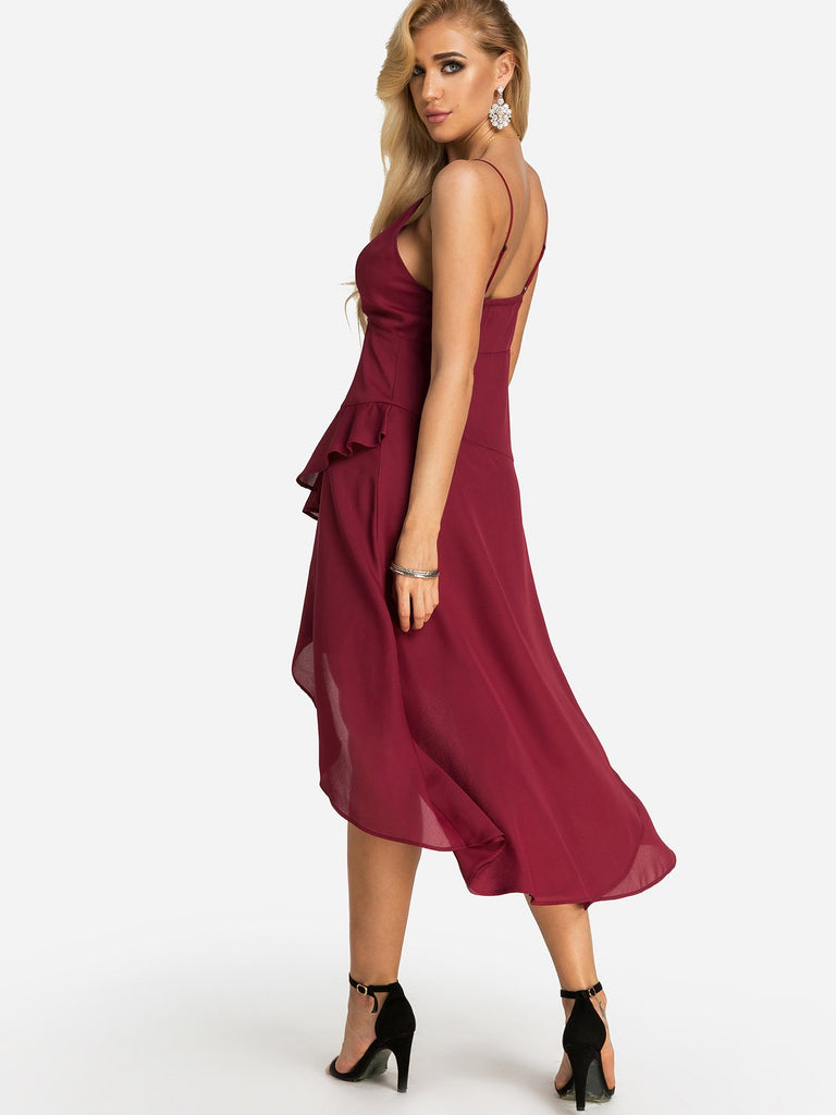 Womens Red V-Neck Dresses