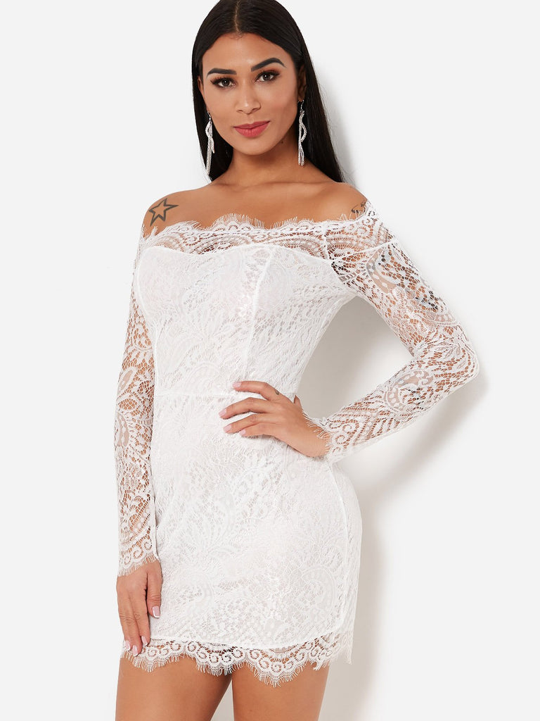 Ladies White Off The Shoulder Dresses