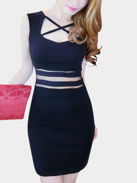 Black Sleeveless Bodycon Mini Dress