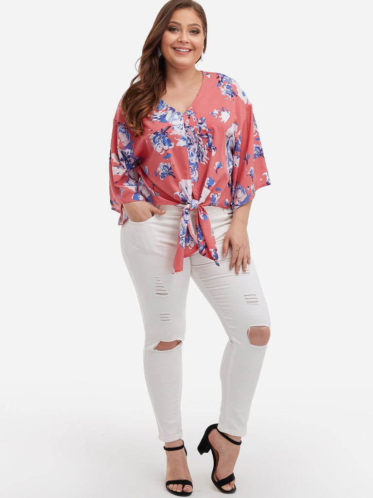 Womens 3/4 Sleeve Plus Size Tops