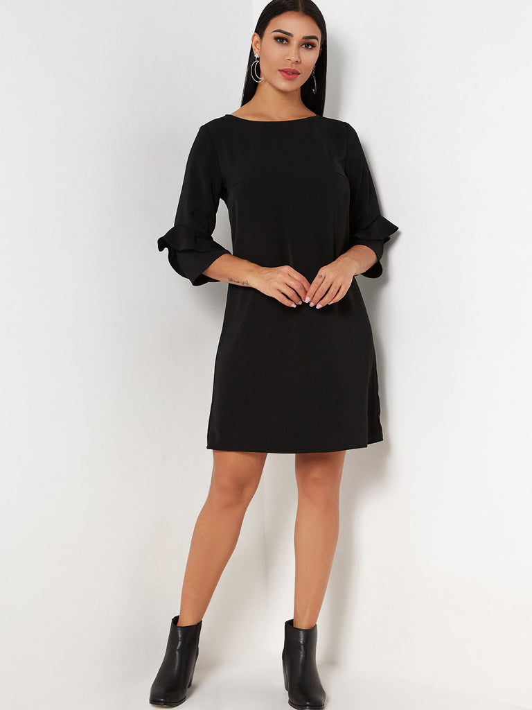 Womens 3/4 Sleeve Mini Dress