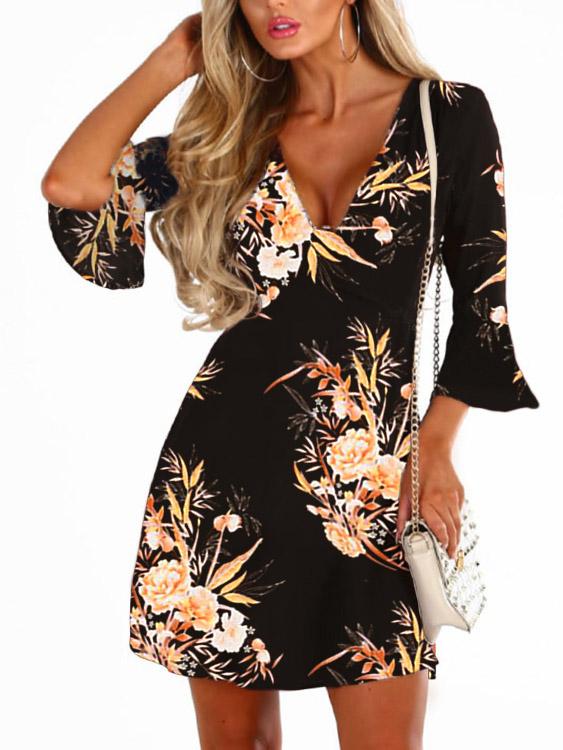 Ladies Black Floral Dresses