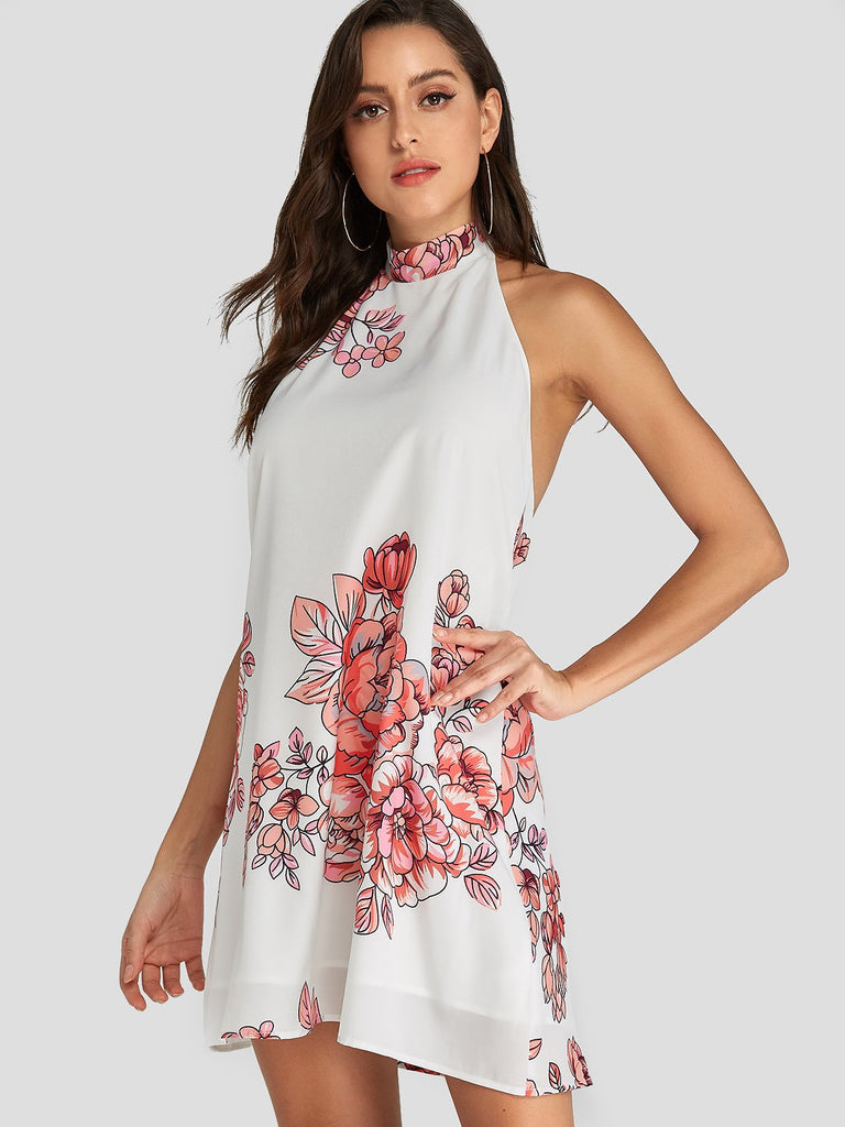 Ladies White Floral Dresses