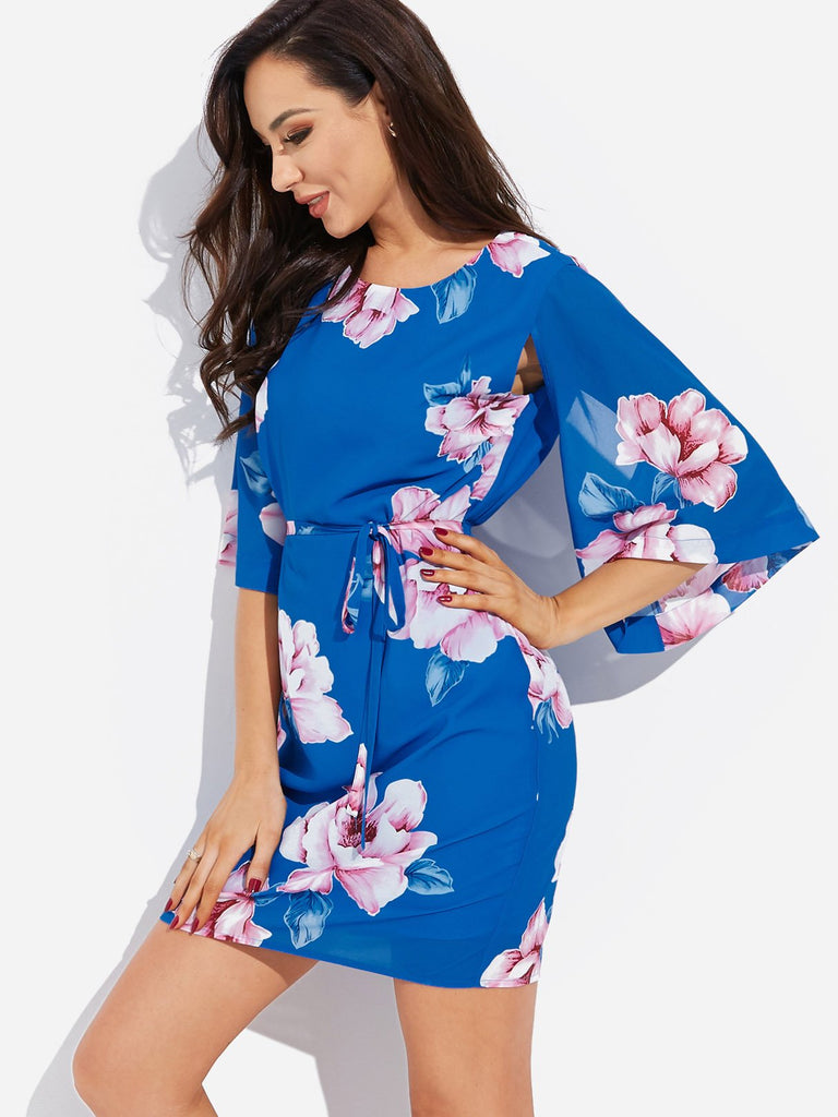 Ladies Blue Floral Dresses