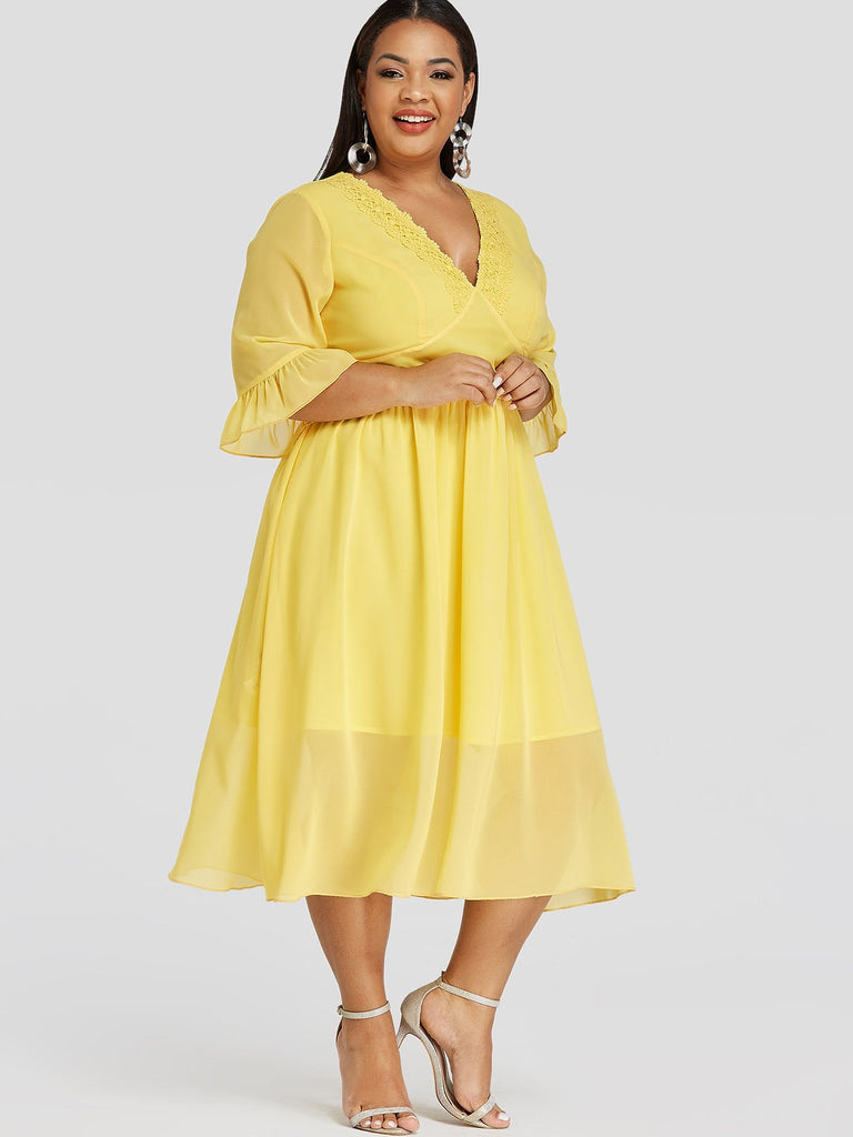 Ladies Yellow Plus Size Dresses