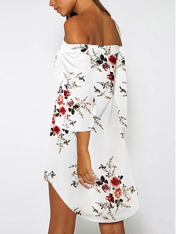 Womens White Floral Dresses