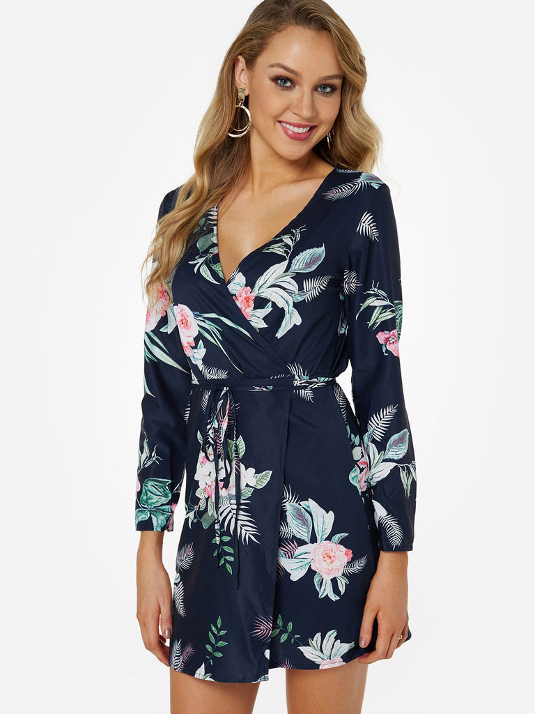 Ladies Navy Floral Dresses