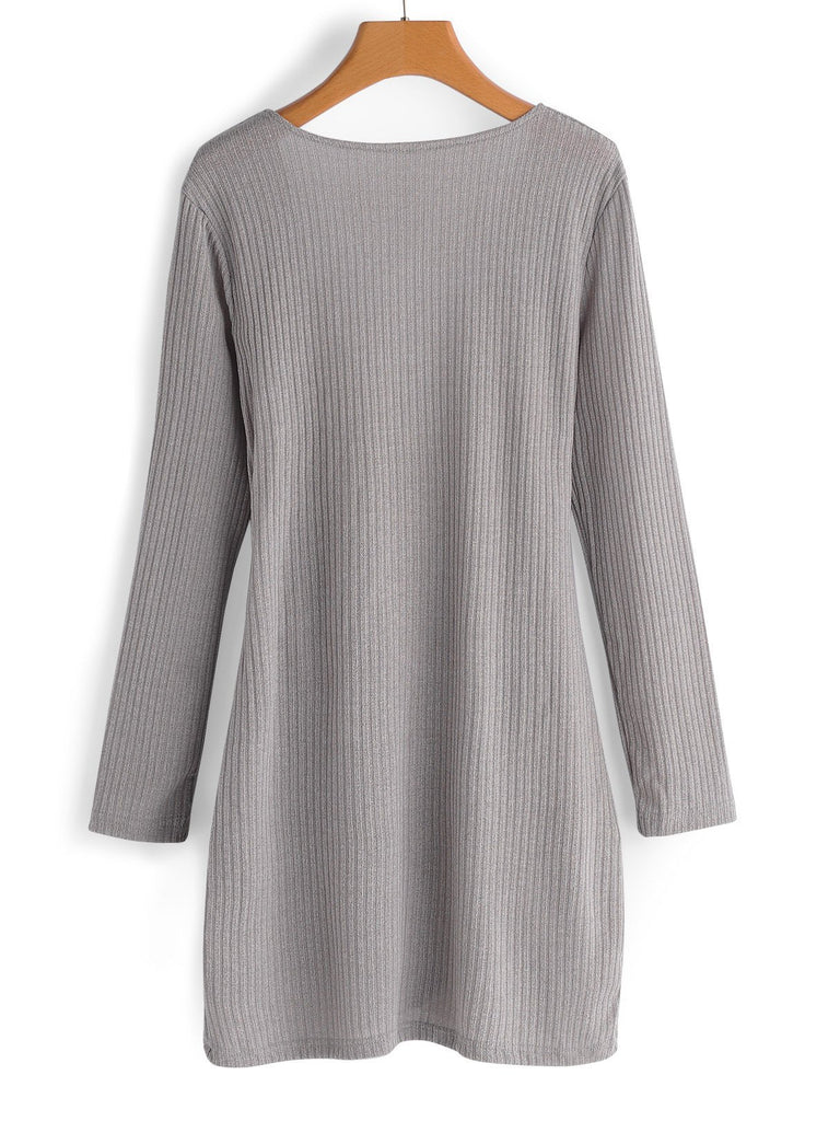 Womens Grey V-Neck Dresses