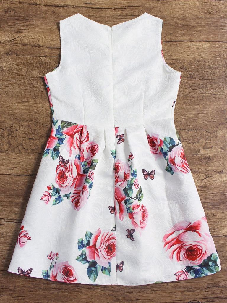 Womens White Floral Dresses