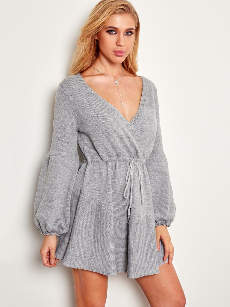 Womens Grey V-Neck Dresses