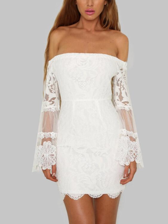 Ladies White Off The Shoulder Dresses