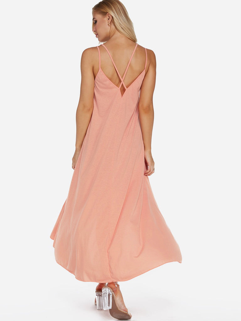 Womens Pink V-Neck Dresses