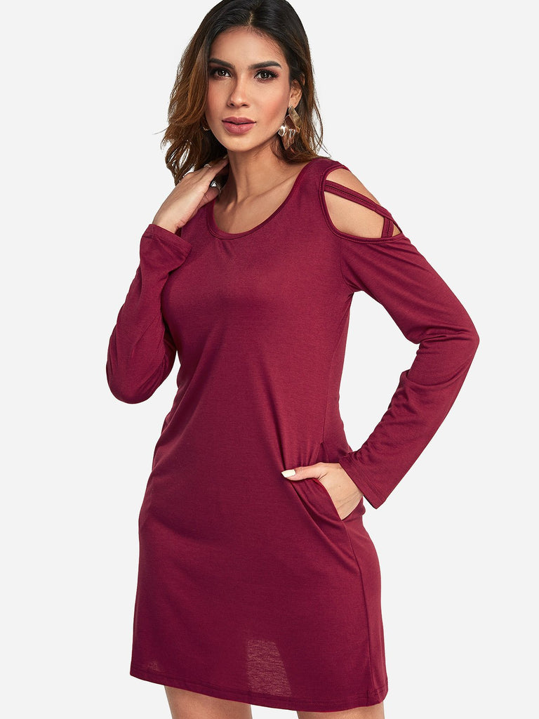 Ladies Burgundy Casual Dresses