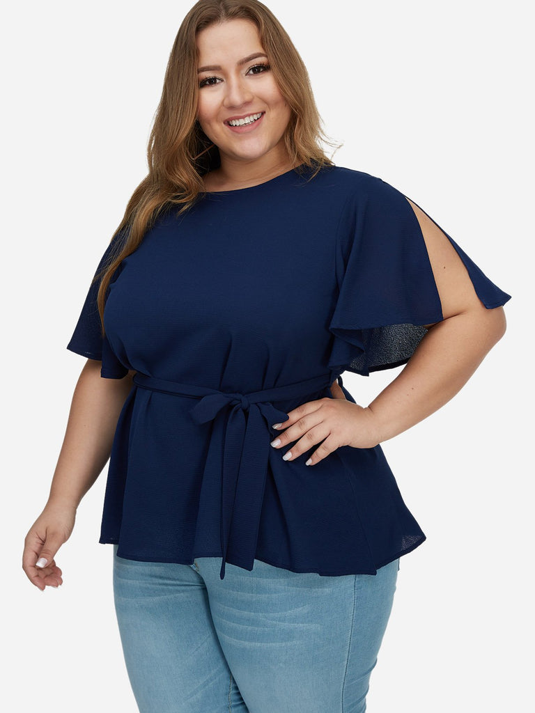 Round Neck Plain Short Sleeve Oversized Tops