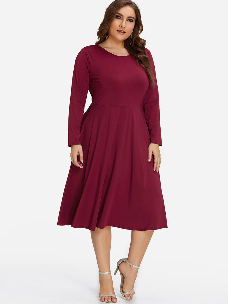 Womens Long Sleeve Plus Size Dress