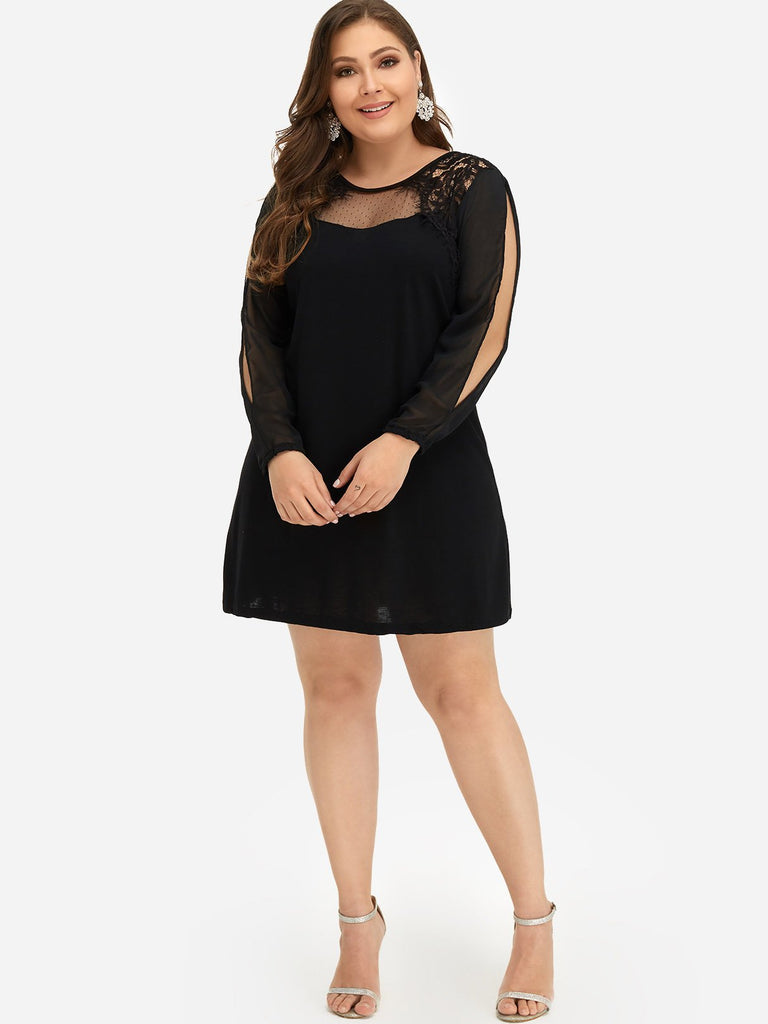 Womens Long Sleeve Plus Size Dress