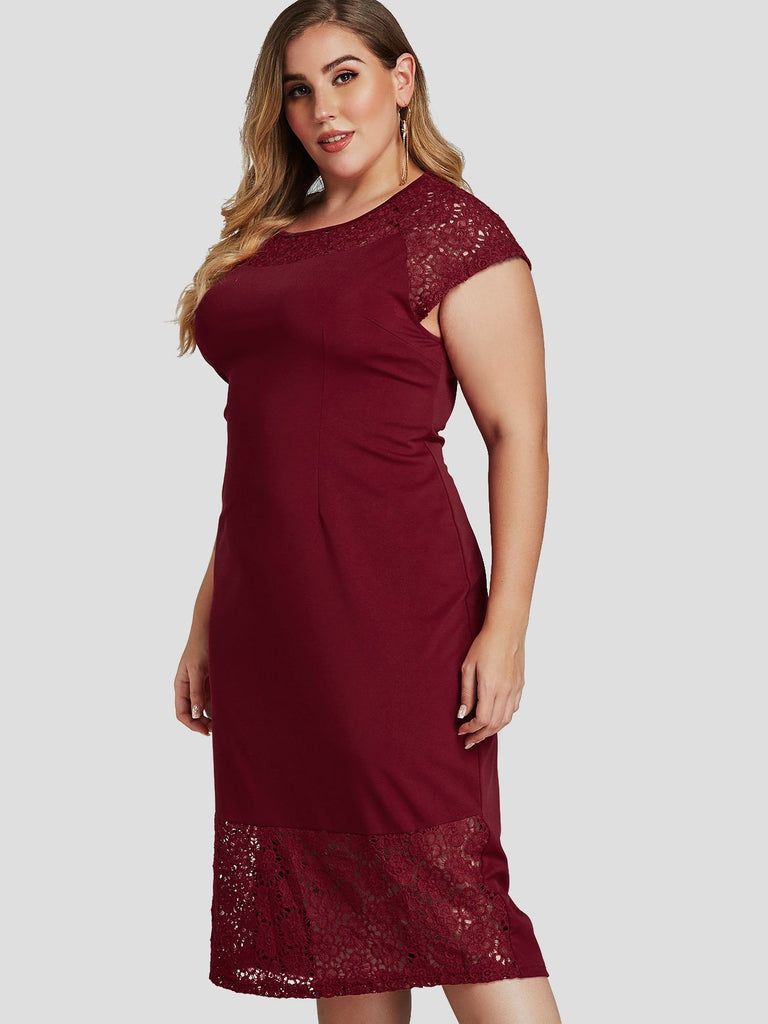 Ladies Burgundy Plus Size Dresses