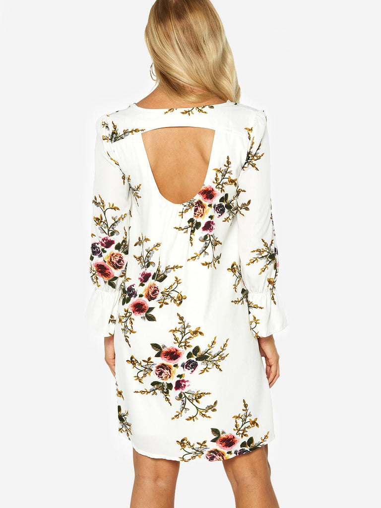 Womens White Floral Dresses