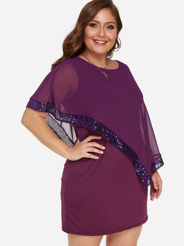 Plain Sequins Embellished Sleeveless Bodycon Plus Size Dresses