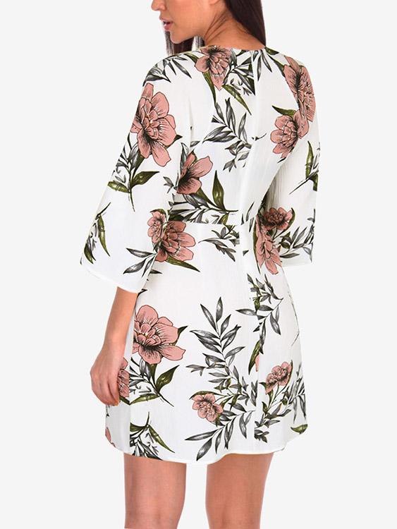 Womens White Floral Dresses