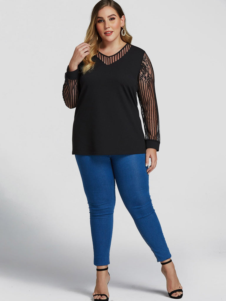 Plus Size Womens Black Tops