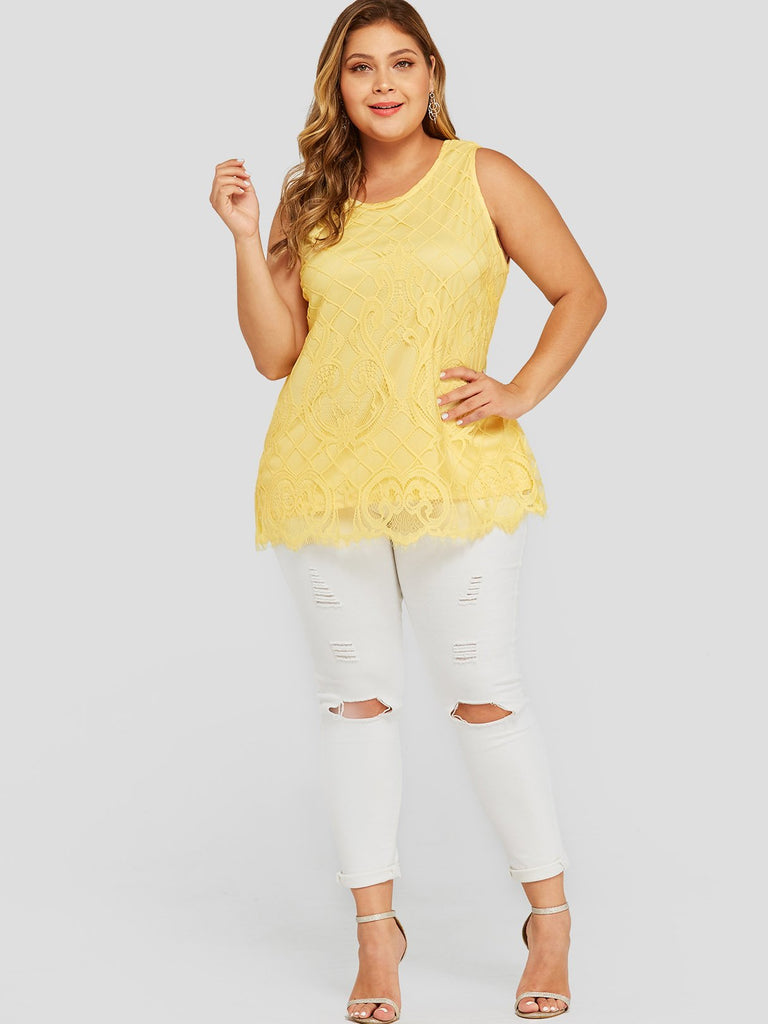 Womens Yellow Plus Size Tops