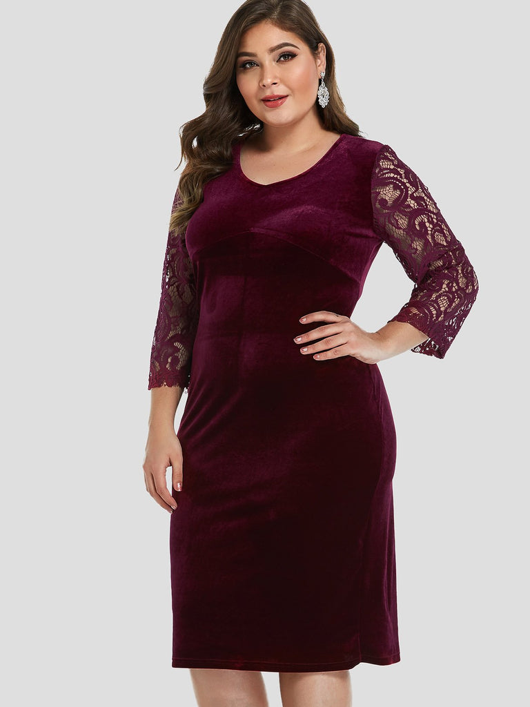 Ladies Burgundy Plus Size Dresses