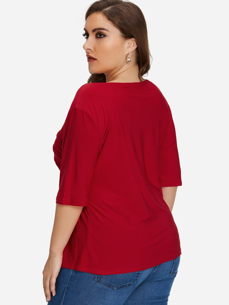 Womens Red Plus Size Tops