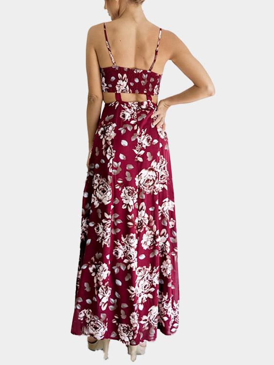 Womens Burgundy Floral Dresses