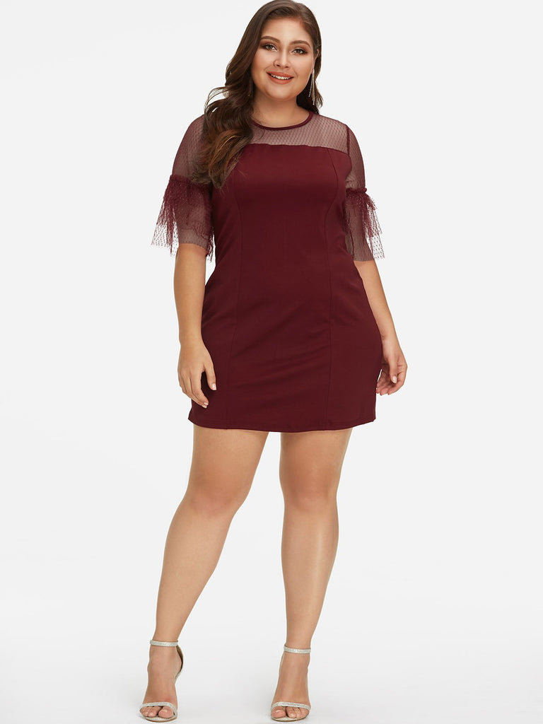 Womens Half Sleeve Plus Size Dress