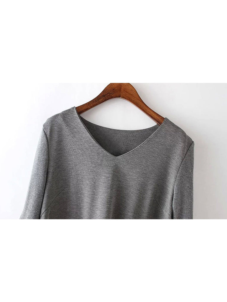 Ladies Gray V-Neck Dresses