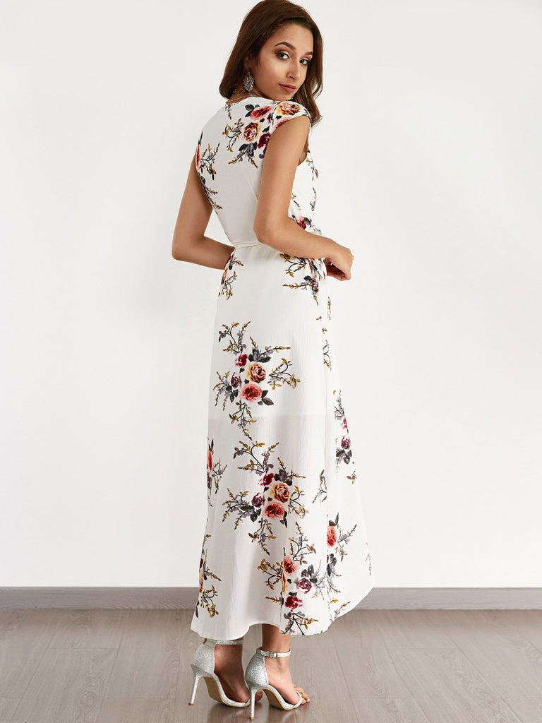 Womens White Floral Dresses