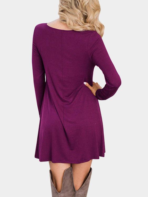 Womens Purple V-Neck Dresses