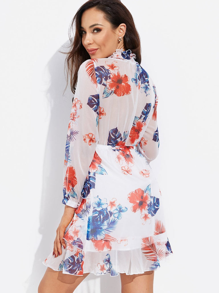 Womens White Floral Dresses