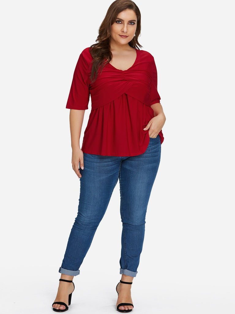 Womens Half Sleeve Plus Size Tops