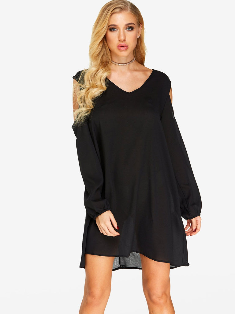 Ladies Black V-Neck Dresses