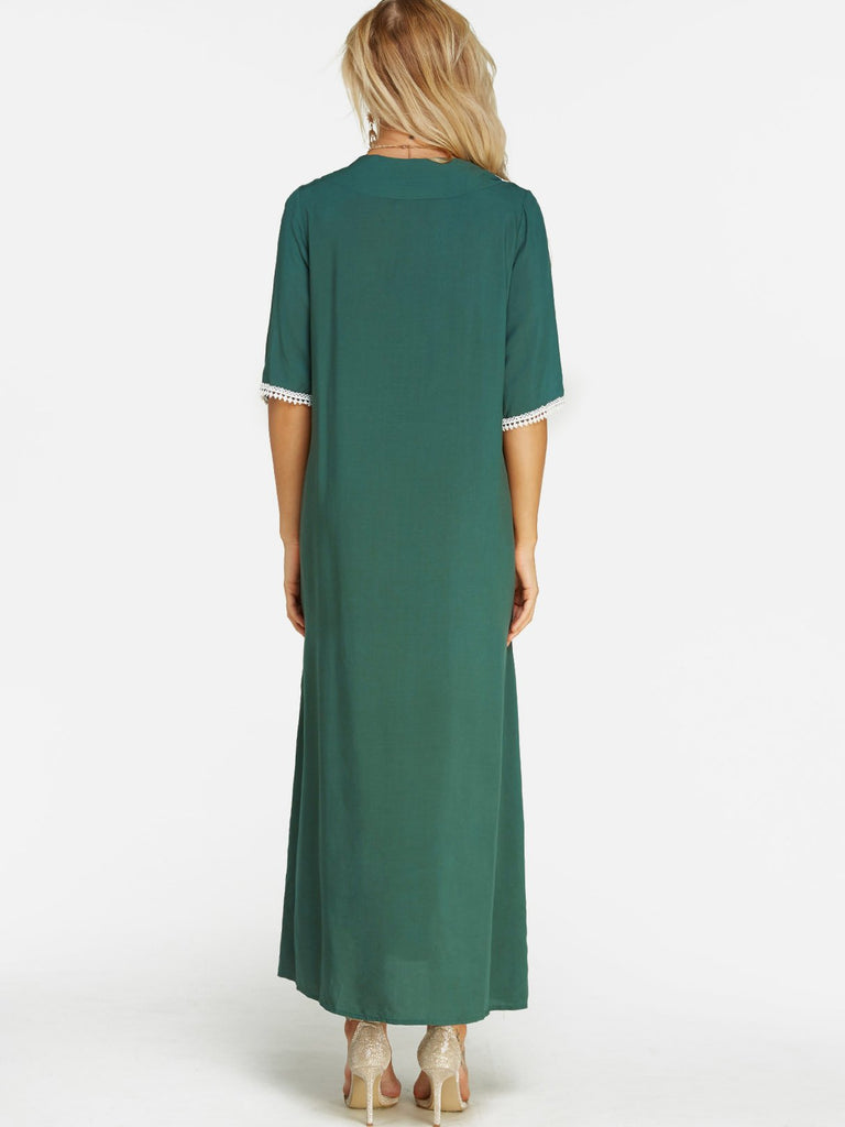 Womens Green V-Neck Dresses