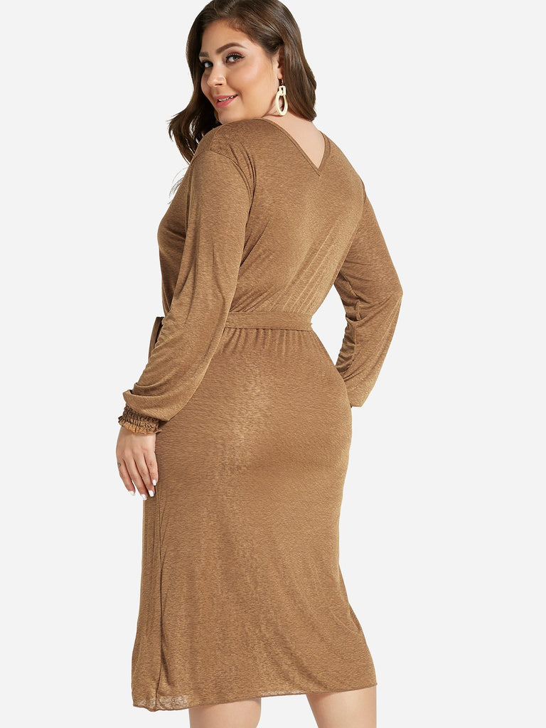 Ladies Brown Plus Size Dresses