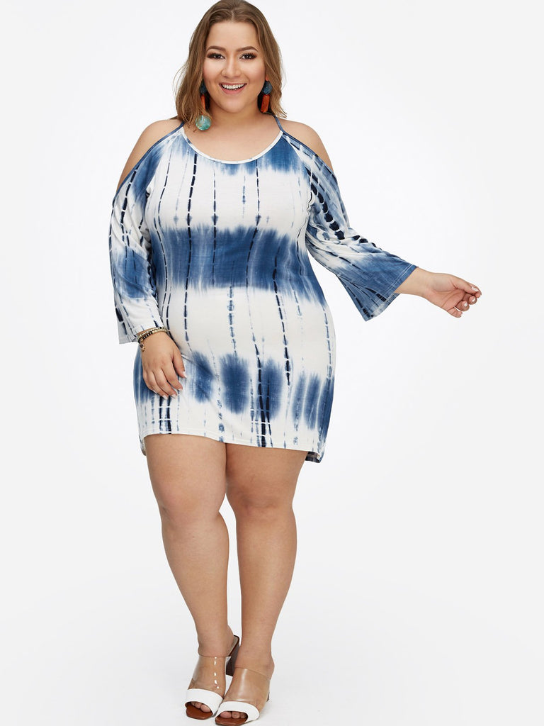 Womens Long Sleeve Plus Size Mini Dress