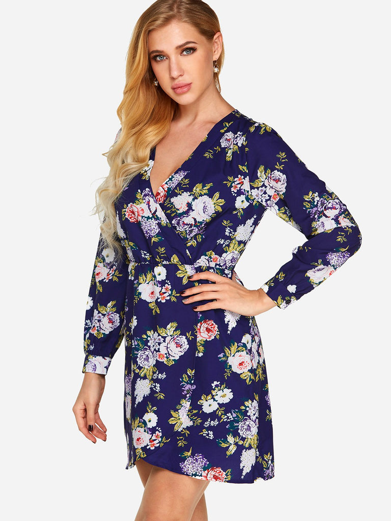 Ladies Navy Floral Dresses