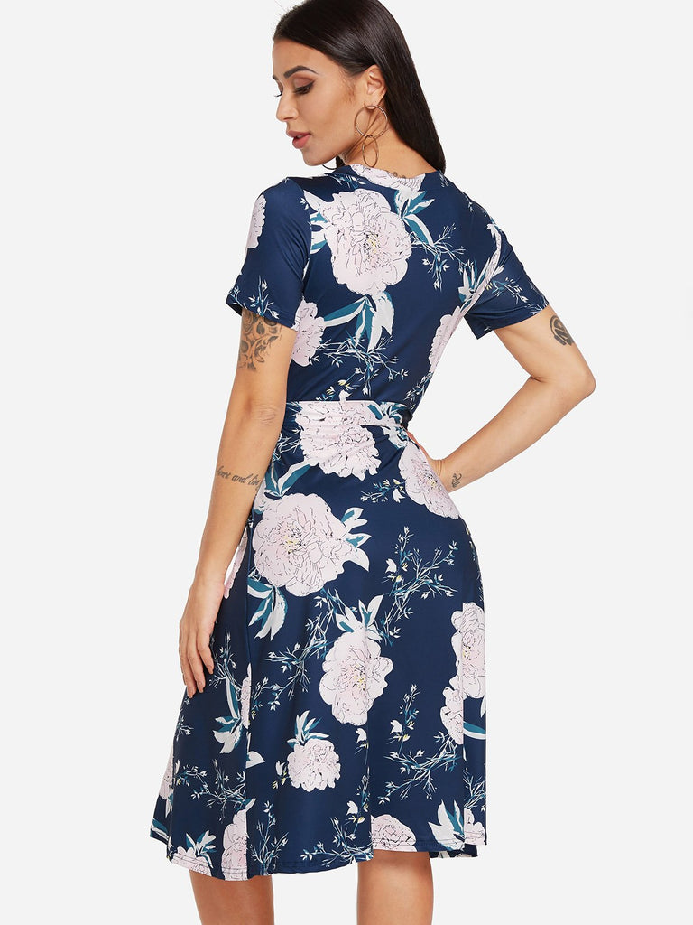 Womens Navy Floral Dresses