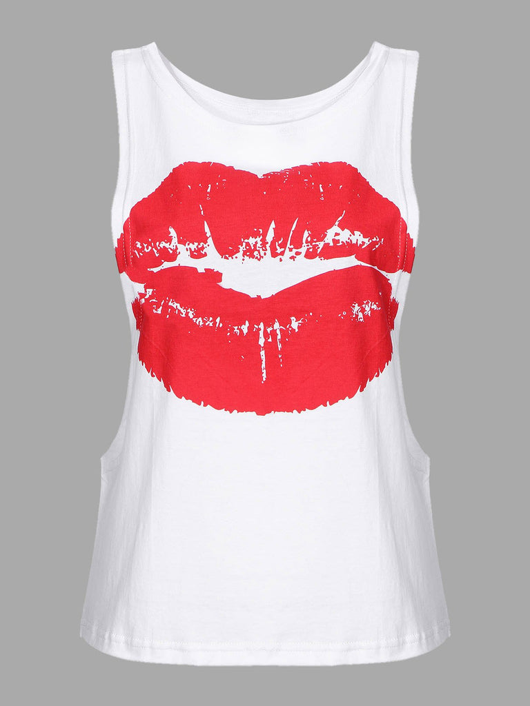 Tank Top With Lip Print Front