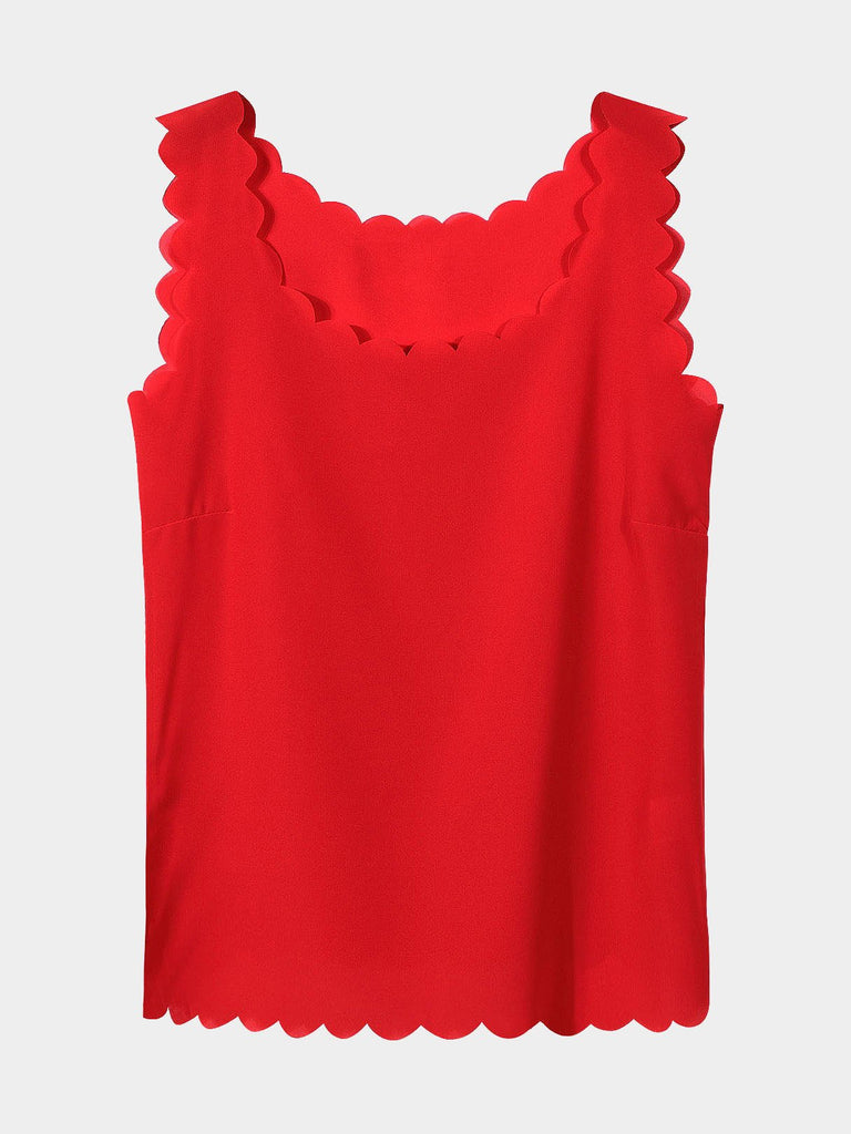 Chiffon Cami Top With Scallop Hem