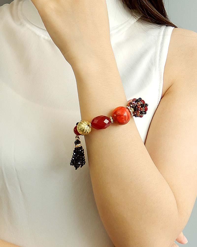 Fashion Multilayered Stretch Tassel Bracelet Boho Leaf - Temu